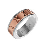Triton 8MM White Tungsten Carbide Ring - StarX 14K Rose Gold Insert with Round Edge