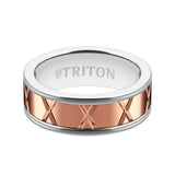 Triton 8MM White Tungsten Carbide Ring - StarX 14K Rose Gold Insert with Round Edge
