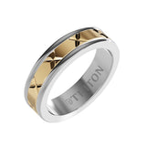 Triton 6MM White Tungsten Carbide Ring - StarX 14K Yellow Gold Insert with Round Edge