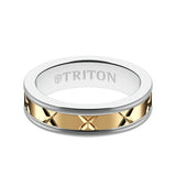 Triton 6MM White Tungsten Carbide Ring - StarX 14K Yellow Gold Insert with Round Edge