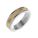 Triton 6MM White Tungsten Carbide Ring - Vertical Geometric 14K Yellow Gold Insert with Round Edge