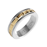 Triton 6MM White Tungsten Carbide Ring - Beveled Prism 14K Yellow Gold Insert with Round Edge