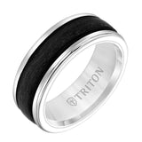 Triton 6MM Grey Tungsten Carbide Ring - Forged Carbon Fiber Insert with Round Edge