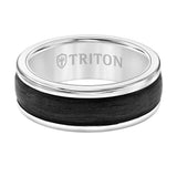 Triton 6MM Grey Tungsten Carbide Ring - Forged Carbon Fiber Insert with Round Edge