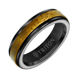 Triton 8MM Grey Tungsten Carbide Ring - Wood Insert with Round Edge
