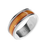 Triton 8MM White Tungsten Carbide Ring - Cherry Dome Insert with Round Edge