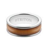 Triton 8MM White Tungsten Carbide Ring - Cherry Dome Insert with Round Edge