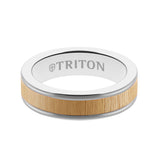 Triton 6MM White Tungsten Carbide Ring - Maple Flat Insert with Round Edge