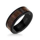 Triton 6MM White Tungsten Carbide Ring - Walnut Flat Insert with Round Edge