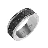 Triton 6MM Black Tungsten Carbide Ring - Forged Carbon Flat Insert with Round Edge