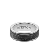 Triton 8MM Rose Tungsten Carbide Ring - Forged Carbon Flat Insert with Round Edge