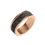 Triton 8MM Rose Tungsten Carbide Ring - Forged Carbon Flat Insert with Round Edge
