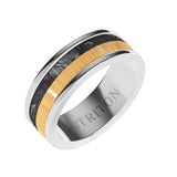 Triton 8MM White Tungsten Carbide Ring - Forged Carbon and Maple Wood Dome Fusion Insert with Round Edge
