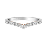Artcarved Bridal Mounted with Side Stones Classic Lyric Diamond Wedding Band Carly 14K White Gold Primary & 14K Rose Gold
