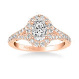 Artcarved Bridal Mounted with CZ Center Classic Lyric Halo Engagement Ring Augusta 18K Rose Gold