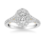 Artcarved Bridal Semi-Mounted with Side Stones Classic Lyric Halo Engagement Ring Augusta 18K White Gold Primary & 18K Yellow Gold