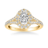 Artcarved Bridal Mounted with CZ Center Classic Lyric Halo Engagement Ring Augusta 14K Yellow Gold