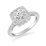 Artcarved Bridal Mounted with CZ Center Classic Lyric Diamond Engagement Ring Loni 14K White Gold