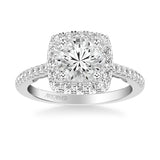 Artcarved Bridal Mounted with CZ Center Classic Lyric Diamond Engagement Ring Loni 14K White Gold