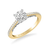 Artcarved Bridal Semi-Mounted with Side Stones Classic Lyric Engagement Ring Tracy 18K White Gold Primary & Rose Gold