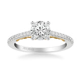 Artcarved Bridal Semi-Mounted with Side Stones Classic Lyric Engagement Ring Tracy 14K White Gold Primary & 14K Yellow Gold