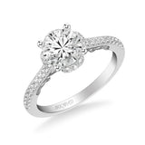 Artcarved Bridal Semi-Mounted with Side Stones Classic Lyric Halo Engagement Ring Gladys 14K White Gold