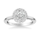Artcarved Bridal Semi-Mounted with Side Stones Classic Lyric Halo Engagement Ring Cleo 18K White Gold