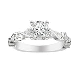 Artcarved Bridal Semi-Mounted with Side Stones Contemporary Lyric Engagement Ring 14K Rose Gold