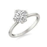 Artcarved Bridal Mounted with CZ Center Contemporary Engagement Ring 18K Rose Gold & Blue Sapphire