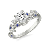 Artcarved Bridal Semi-Mounted with Side Stones Contemporary Engagement Ring 18K Yellow Gold & Blue Sapphire