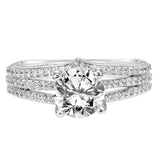 Artcarved Bridal Semi-Mounted with Side Stones Classic Diamond Engagement Ring Elizabeth 14K White Gold Primary & 14K Rose Gold