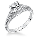 Artcarved Bridal Mounted Mined Live Center Vintage One Love Engagement Ring Peyton 18K White Gold