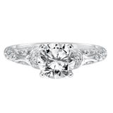 Artcarved Bridal Mounted Mined Live Center Vintage One Love Engagement Ring Peyton 18K White Gold