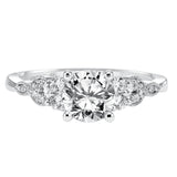 Artcarved Bridal Semi-Mounted with Side Stones Contemporary Floral Engagement Ring Adeline 18K White Gold