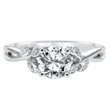 Artcarved Bridal Semi-Mounted with Side Stones Contemporary Floral Diamond Engagement Ring Corinne 14K Rose Gold