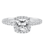 Artcarved Bridal Semi-Mounted with Side Stones Classic One Love Halo Engagement Ring Layla 18K White Gold