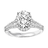 Artcarved Bridal Mounted with CZ Center Classic Halo Engagement Ring Ariel 14K White Gold