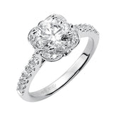Artcarved Bridal Semi-Mounted with Side Stones Contemporary Floral Halo Engagement Ring Skyler 14K Rose Gold