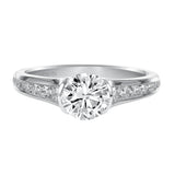 Artcarved Bridal Semi-Mounted with Side Stones Contemporary Bezel Diamond Engagement Ring Carina 14K White Gold