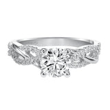Artcarved Bridal Semi-Mounted with Side Stones Contemporary One Love Engagement Ring Virginia 14K White Gold