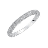 Artcarved Bridal Mounted with Side Stones Vintage Engraved Solitaire Engagement Ring Gretchen 14K White Gold