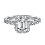 Artcarved Bridal Semi-Mounted with Side Stones Classic Halo Engagement Ring Genesis 14K White Gold