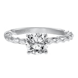 Artcarved Bridal Unmounted No Stones Contemporary Rope Solitaire Engagement Ring Joanna 14K White Gold