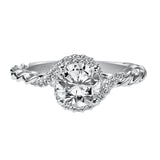 Artcarved Bridal Semi-Mounted with Side Stones Contemporary Rope Halo Engagement Ring Jolie 14K White Gold