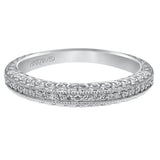 Artcarved Bridal Mounted with Side Stones Vintage Filigree Halo Diamond Wedding Band Roseanne 14K Yellow Gold