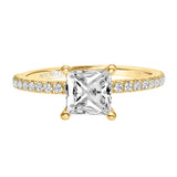 Artcarved Bridal Semi-Mounted with Side Stones Classic Engagement Ring Sybil 18K White Gold