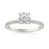 Artcarved Bridal Semi-Mounted with Side Stones Classic Engagement Ring Sybil 18K White Gold
