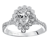Artcarved Bridal Semi-Mounted with Side Stones Contemporary Bezel Halo Engagement Ring Genevieve 14K White Gold