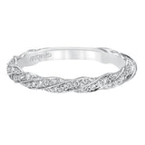 Artcarved Bridal Mounted with Side Stones Contemporary Twist Diamond Wedding Band Evie 14K White Gold
