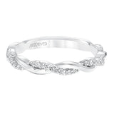 Artcarved Bridal Mounted with Side Stones Contemporary Twist Halo Diamond Wedding Band Kinsley 14K White Gold